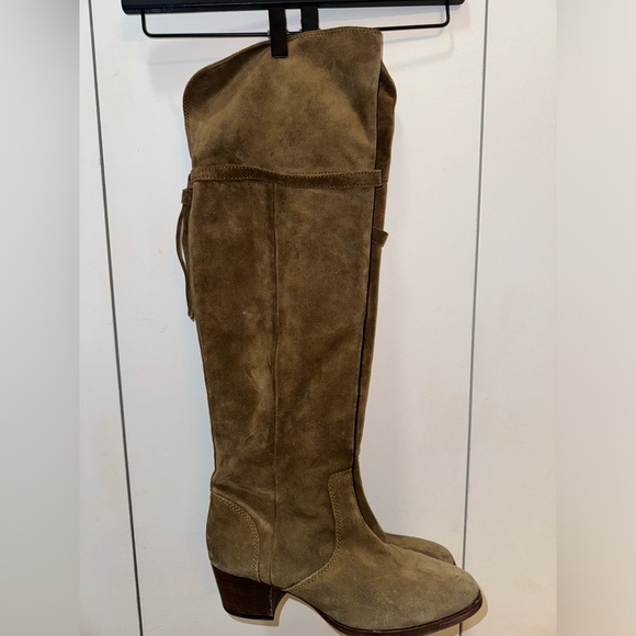 Frye Suede Heeled Boots With Tassel Detail - Picture 2 of 7